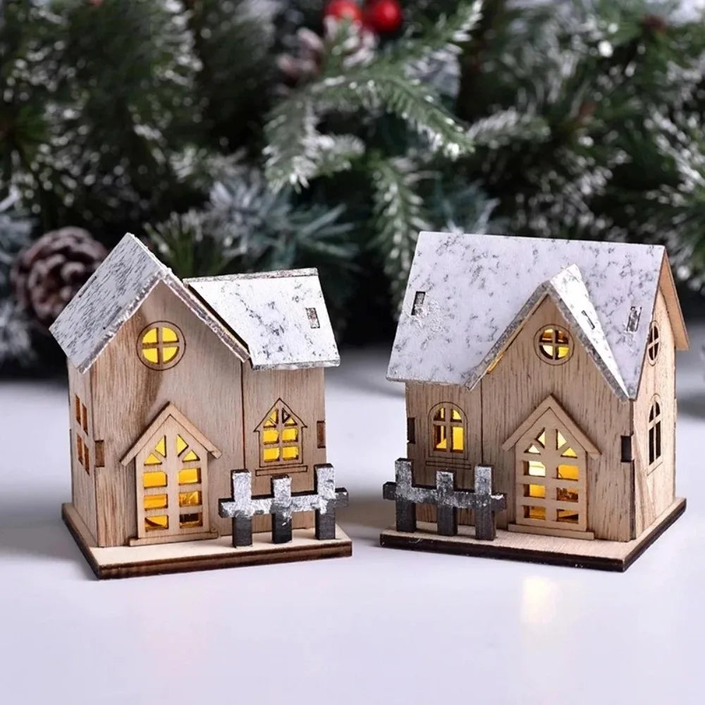 Maison de Noël LED en bois à assembler