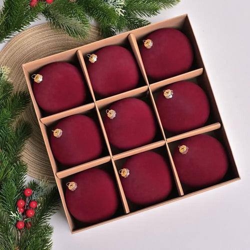 Boule de Noël en velours floqué 10 cm