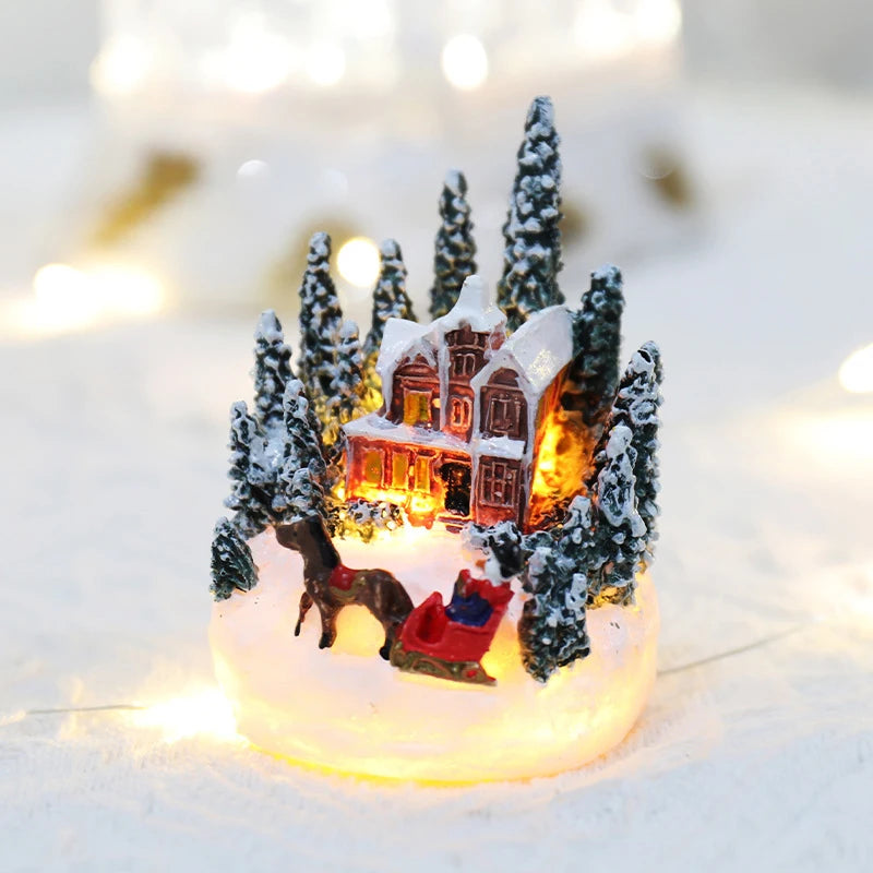 Village de Noël lumineux LED, maison enneigée