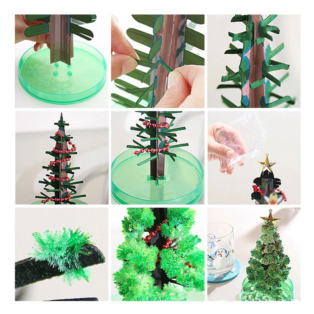 Sapin de Noël magique en papier en cours de pousse